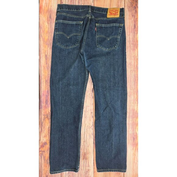 Levis Mens 505 Regular Fit Straight Leg Jeans 36x34 Dark Wash Denim - Picture 2 of 8